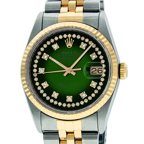 rolex men's two tone 14k green vignette diamond 36mm|Rolex datejust 36 16233.